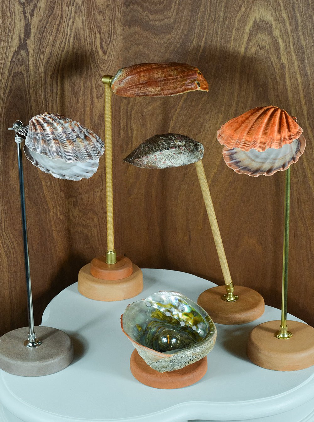 'Abalone Task Lamp' with Natural Seashell Shade — Model No. 021 - Tennant New York