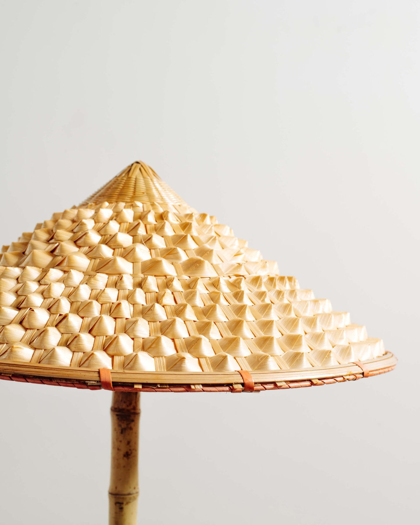 'Pagoda' Bamboo Floor Lamp with 'Pangolin' Shade and Coiled Seagrass Base — Model No. 011 - Tennant New York