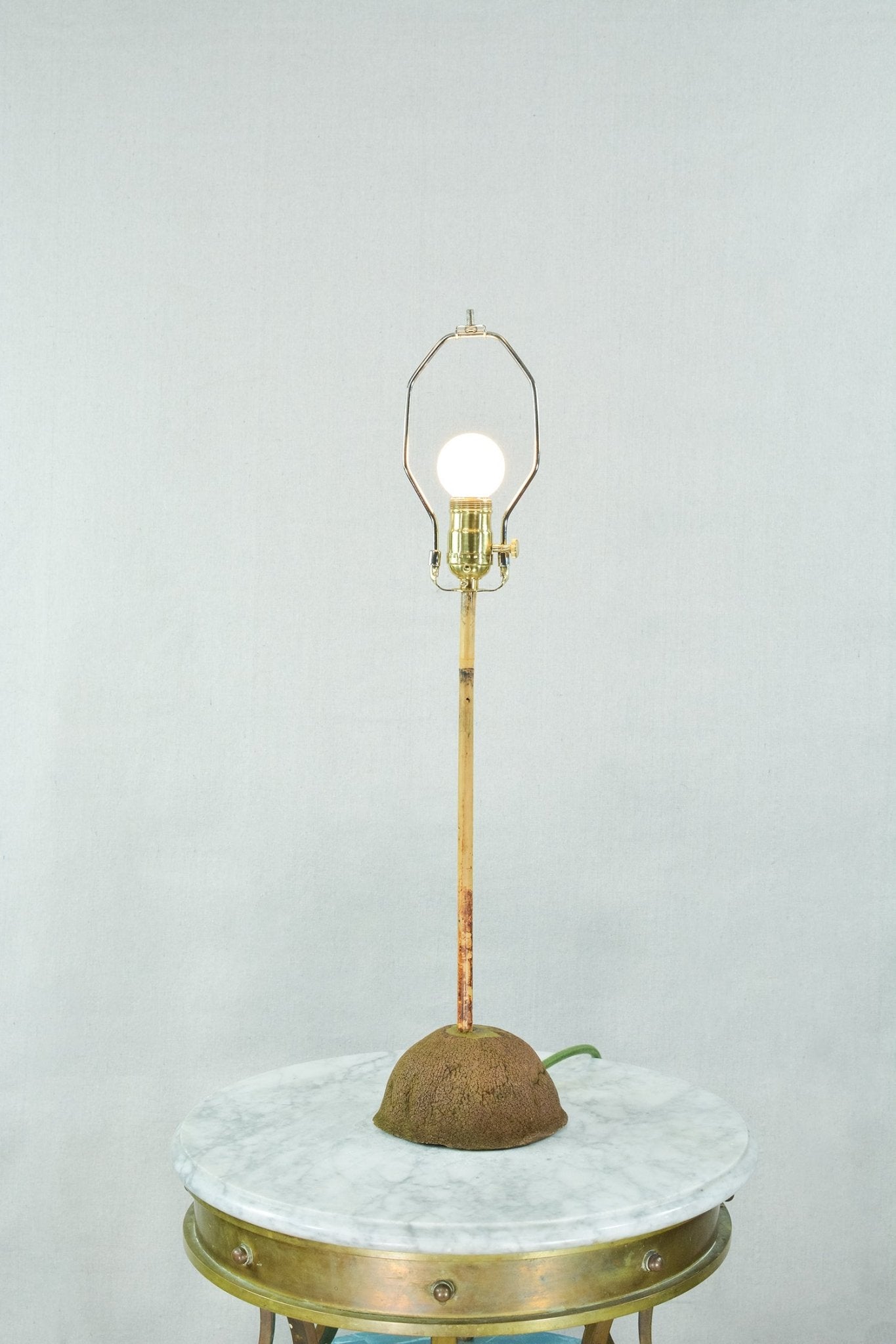'Prairie Modern' Bamboo Table Lamp with Coconut Base and Vintage Japanese Parasol Shade — Model No. 017 - Tennant New York