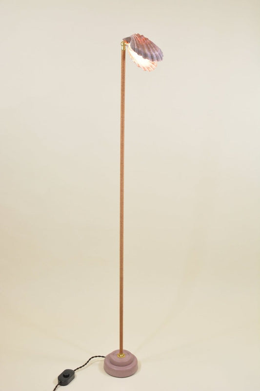 'Wrapped Lavender Lion's Paw Floor Lamp' with Natural Scallop Shell Shade—Model No. 023 - Tennant New York