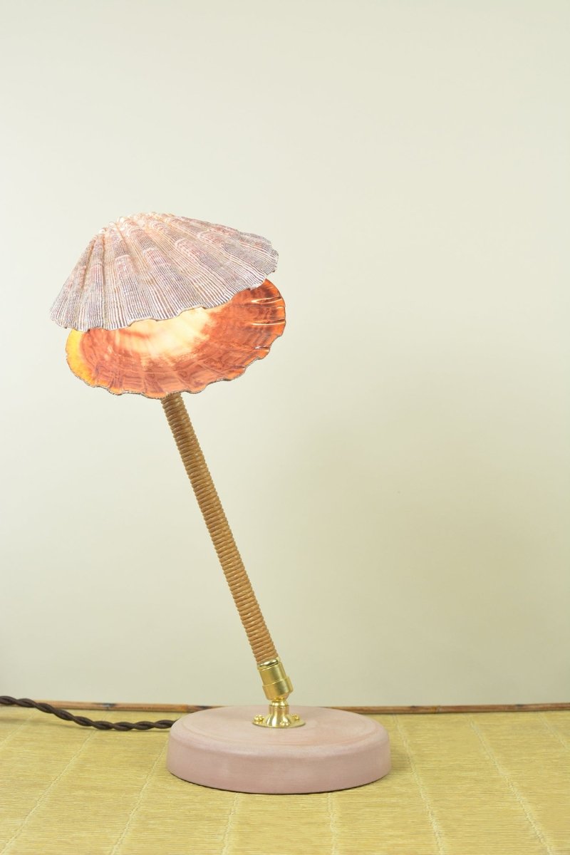 'Wrapped Lavender Lion's Paw Wall-Mountable Task Lamp' with Natural Scallop Shell Shade—Model No. 024 - Tennant New York